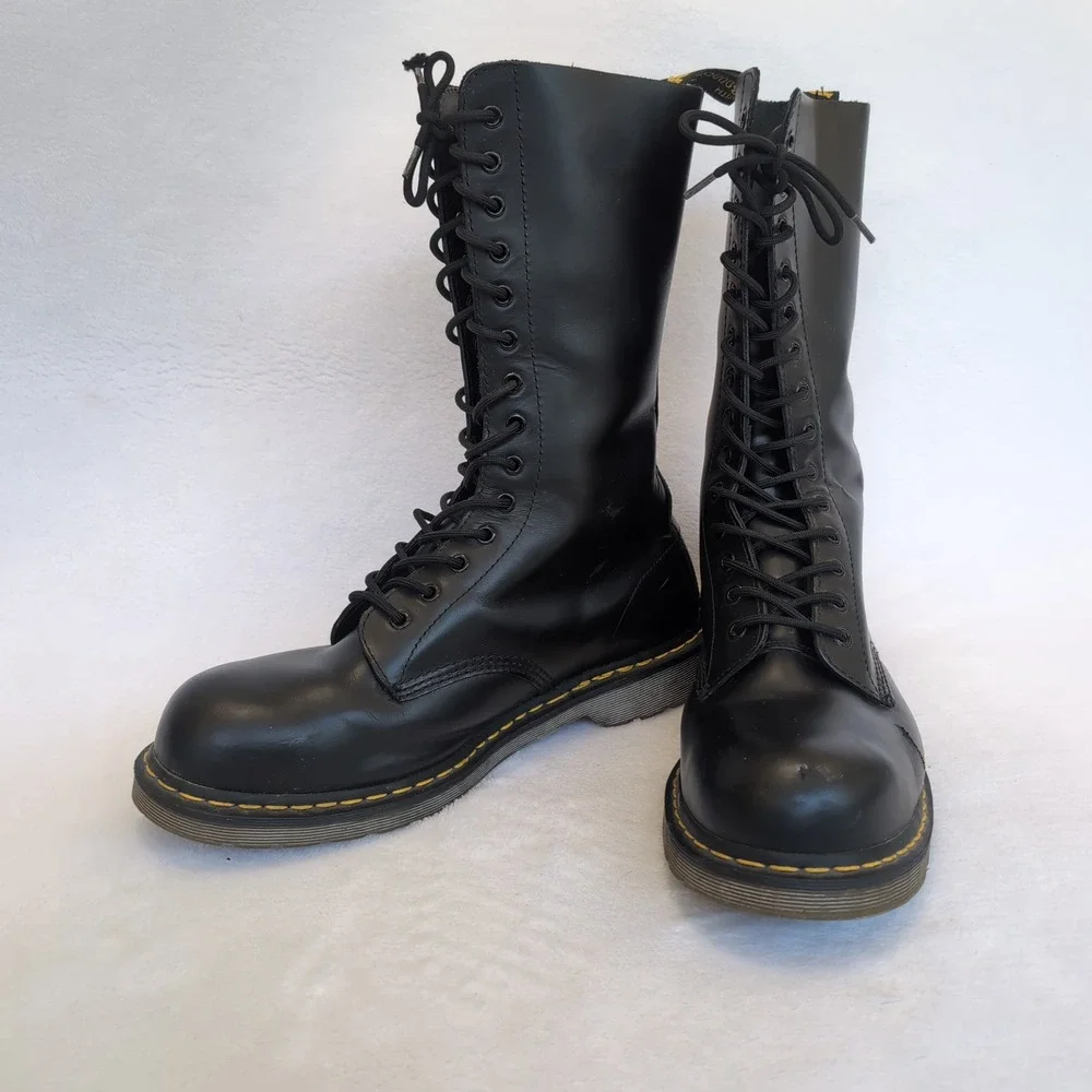 Dr Martens 1940 AirWair Boots Mens 13 Black Leather 14 Eye Tall Combat Goth Punk